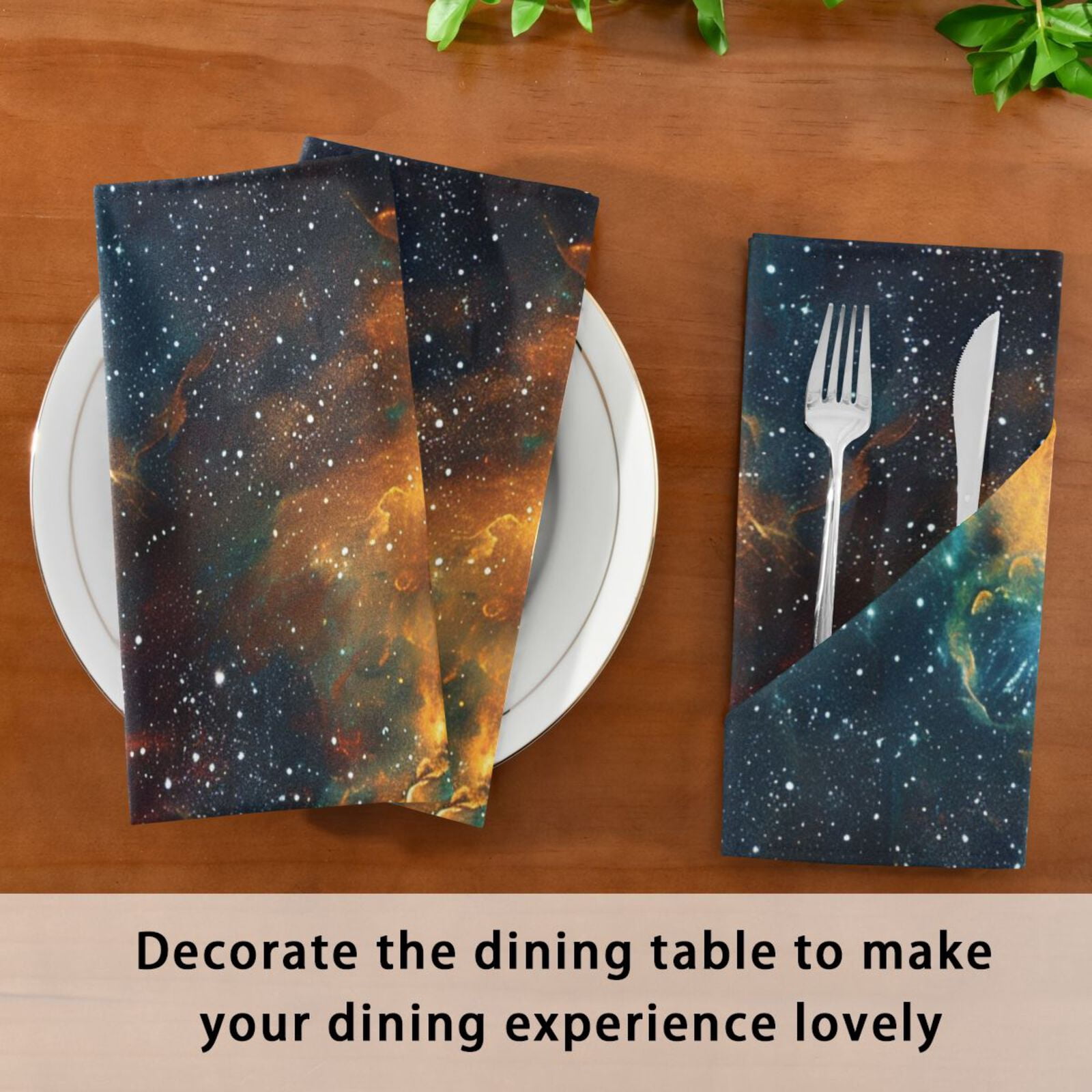 JSTEL Space Nebula Cloth Napkins Set of 6, 20x20 Inch Washable and Reusable Napkin for Decoupage Dinner Party Everyday Use