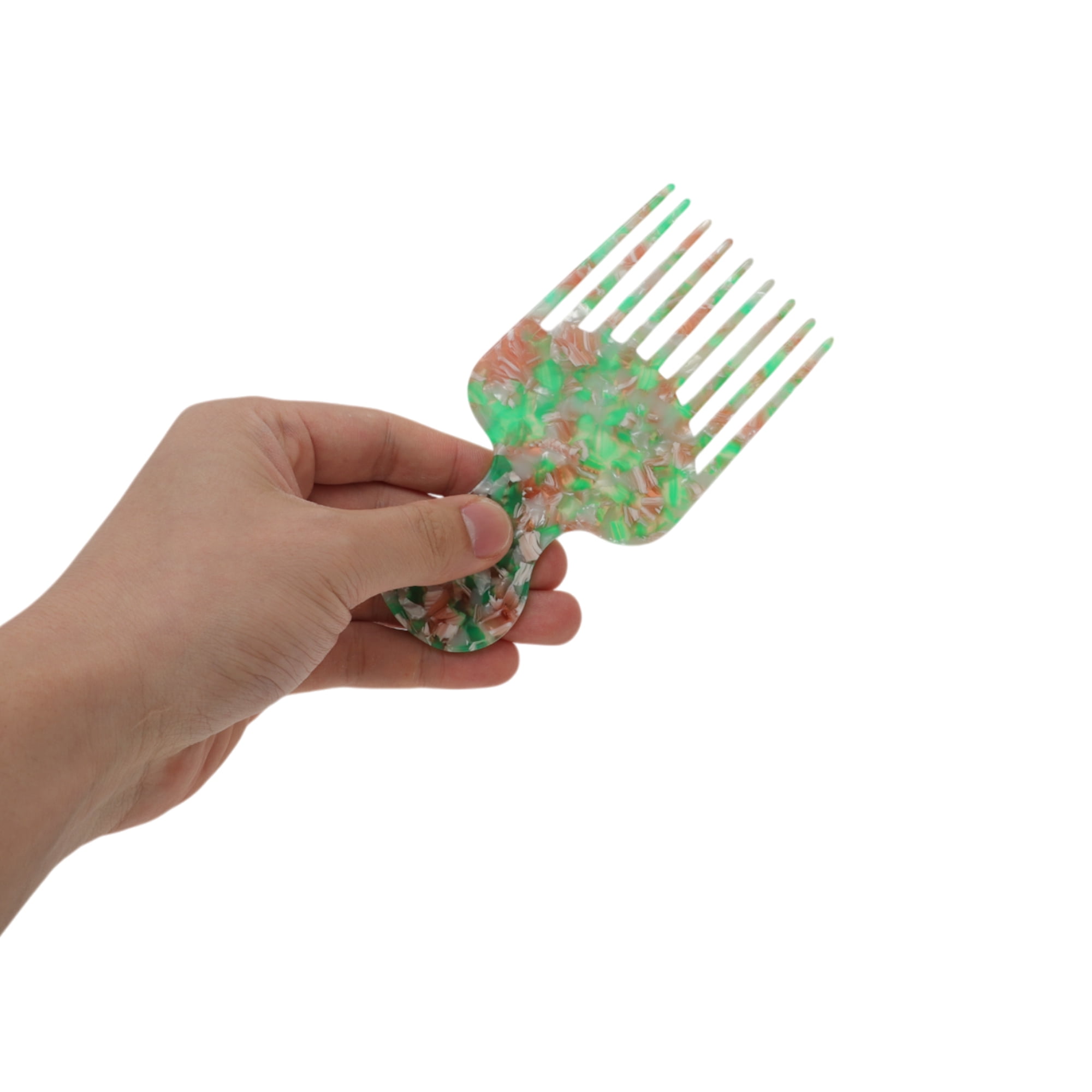 Unique Bargains 1 Pc Round Handle Marble Hair Insert Comb for All Hair Types Green