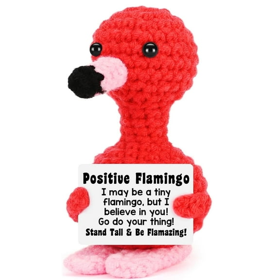 Positive Crochet Animals, Handmade Mini Animals Crochet Mini Cute Desk Decor Birthdays Gifts for Animal Lover, Easter Basket Stuffers Encouragement Inspirational Gifts for Women