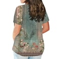 thumbnail image 4 of Vivianyo HD Plus Size Tops for Women Fashion Casual Floral Printing Shirts Short Sleeve Loose Tee Slim Tops Round Neck Tunic Blouse, 4 of 6