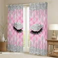 thumbnail image 3 of Homewish Girls Beauty Eyelashes Black Out Curtains, Glitter Waterdrop Curtains Pack of 2 (42x63 Each), Pink Classic Checks Bedroom Curtains, Living Room Curtains Decor, 3 of 7