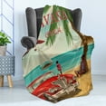 thumbnail image 4 of Travel Soft Flannel Fleece Throw Blanket, Havana Cuba Themed Retro Poster Like Graphic with Vintage Car on Tropical Beach, Cozy Plush for Indoor and Outdoor Use, 60" x 80", Multicolor, by Ambesonne, 4 of 5