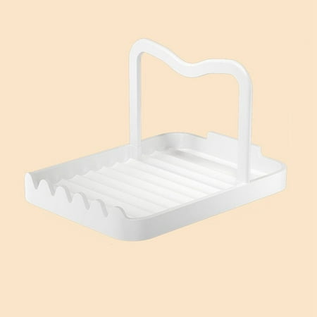 

Home Storage Organizer Aluminum Space Saving Rustproof Utensil Rack Spoon Rest Stove Holder Pot Lid Stand WHITE