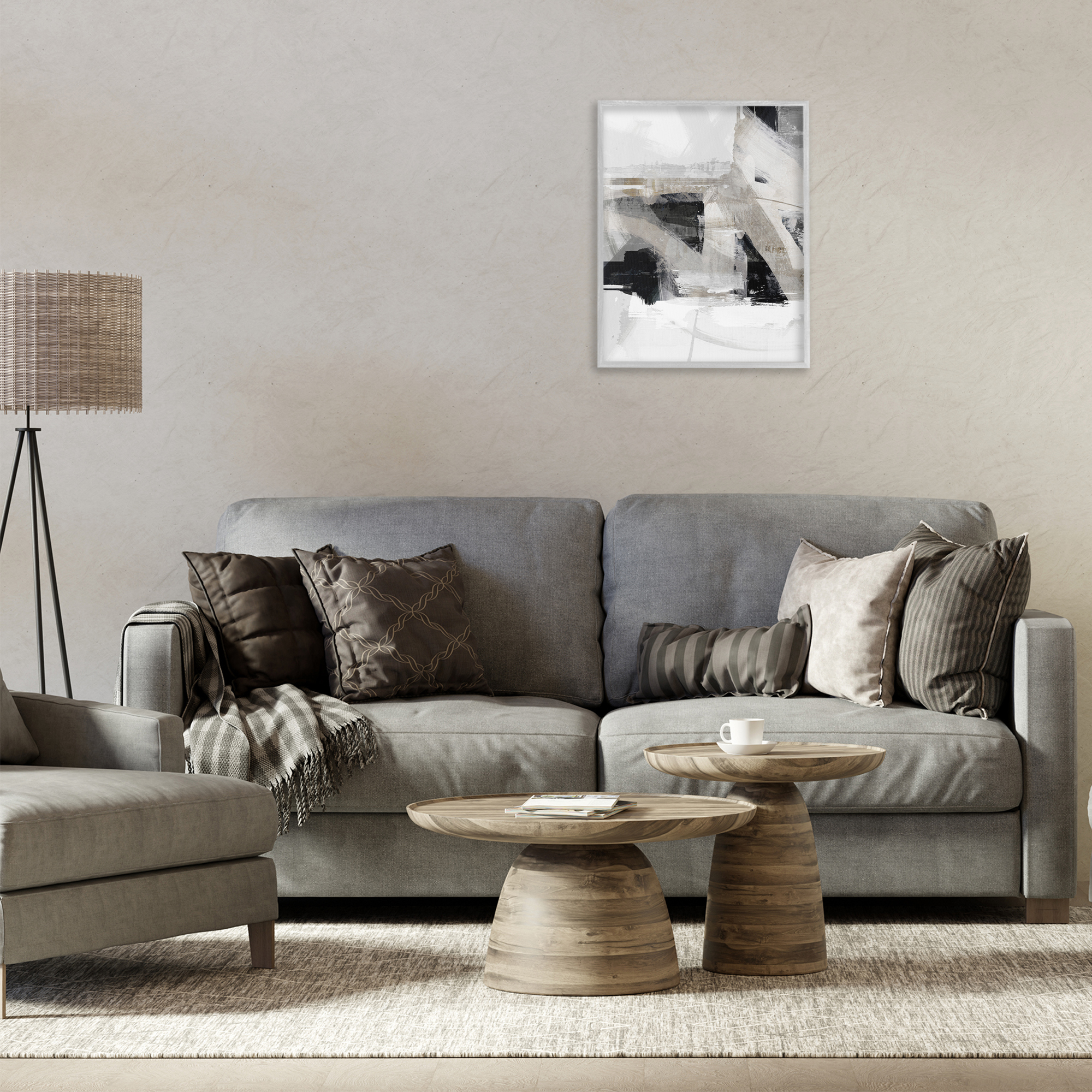 Stupell Industries Urban Industrial Complex Abstract Painting Gray Framed Art Print Wall Art, 16 x 20