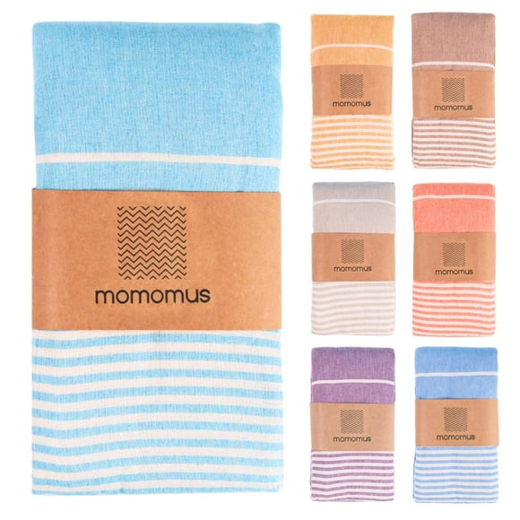Toalla de playa MOMOMUS extra grande, 100% algodón, resistente a la arena, color turquesa