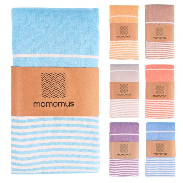 Toalla de playa MOMOMUS extra grande, 100% algodón, resistente a la arena, color turquesa