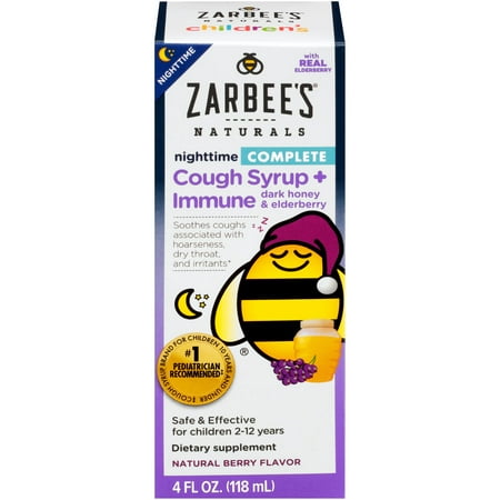 Zarbee's Naturals Children's Complete Cough Syrup + Immune Nighttime, Berry, 4 fl (What's The Best Cough Syrup)