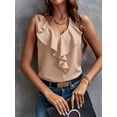 thumbnail image 4 of Women'S Ruffle Sleeveless Tops Dressy Casual Business Work Blouses Office V Neck Chiffon Shirts Summer 2025  S, 4 of 6