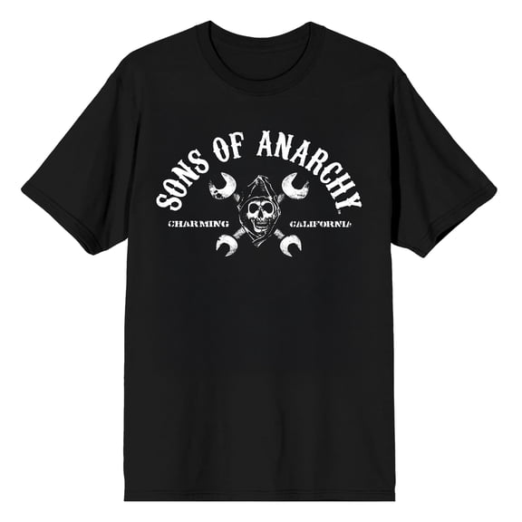 Sons Of Anarchy Charming California Wrenches Adult Black Crew Neck Short Sleeve T-shirt - 5XL