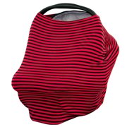 JLIKA Baby Car Seat Canopy Cover and Stretchy Nursing Cover - Red Black Stripe