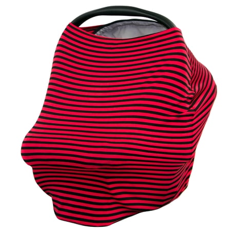 JLIKA Baby Car Seat Canopy Cover and Stretchy Nursing Cover - Red Black Stripe