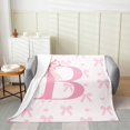 thumbnail image 2 of Pink Bow Bed Blanket,Princess Style Bowknot Love Hearts Girly Fairy Flannel Blanket for Room Decor,Initial Letter B Chic Romantic Fleece Blanket Adults,Super Soft,Twin 60"x80", 2 of 6