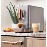 Café Affetto Automatic Espresso Machine + Milk Frother | Built-In & Adjustable Espresso Bean Grinder | One-Touch Brew in 90 Seconds | Steel Silver, 1.2 Liter