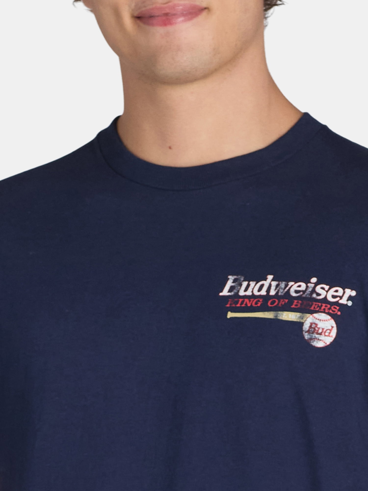 Budweiser Men's & Big Men's Baseball Team Vintage Style Graphic Tee Shirt, Sizes S-3XL