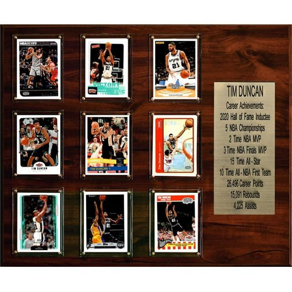 1518DUNCANST 15 x 18 Po NBA Tim Duncan San Antonio Éperons Carrière Stat Plaque