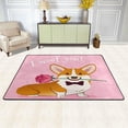 thumbnail image 2 of Dreamtimes Corgi Dog Rose Flower Non-Slip Area Rug 72"x48", Valentine I Woof You Soft Non Slip Washable Floor Mats for Indoor Front Porch,Living Room, Bedroom,Kitchen, 2 of 5