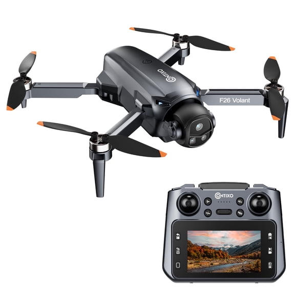 Contixo F26 Volant Drone with 4.3” Screen Controller, Brushless FPV Drone with Optical Flow Stability, 4-Sided Obstacle Avoidance, 480P Camera, One-Key Return & 2000mAh Battery for Beginners Ages 14