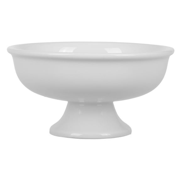 White Ceramic Pedestal Bowl with Regal Design for Desserts Ice Cream and Dry Fruits 7 inch diameter