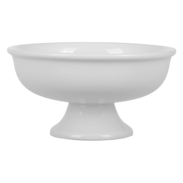 Cuenco decorativo de cerámica para postres con pedestal, cuenco de cerámica blanca con base, plato para postres, cuenco central para helados, aperitivos y frutos secos