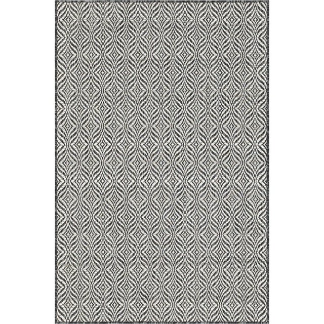 Unique Loom Outdoor Trellis Moroccan Rug 4' x 6' Rectangle Charcoal/Ivory