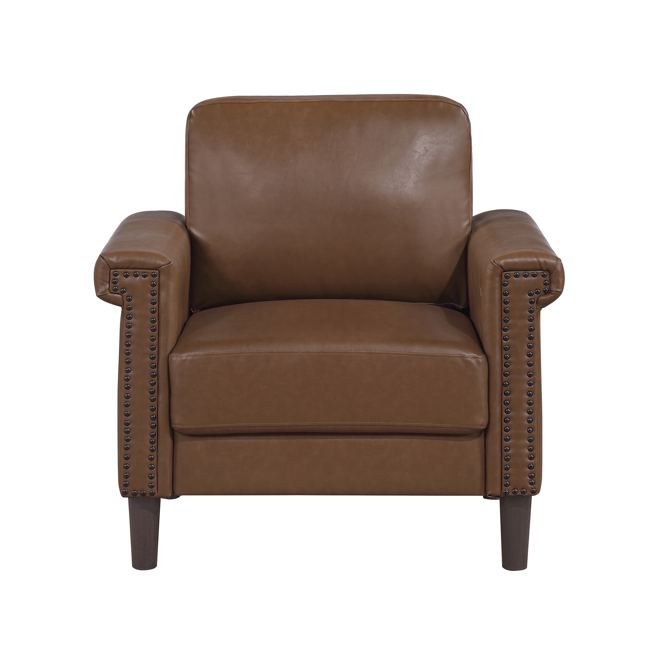 OakvillePark Hartwell Faux Leather Chair with Nailhead Trim, Chocolate