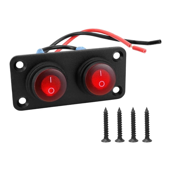 Panel de interruptores basculantes impermeable que reemplaza interruptor de encendido y apagado precableado. Panel de luz LED roja para camiones, 2 pandillas