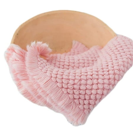 Zeroest Baby Photography Props Basket Braid Wool Wrap Newborn Photo Shoot Baskets Filler Posing Stuffer Background Blanket (Pink)