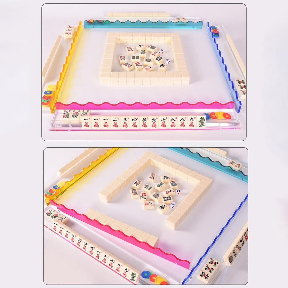 SharkTRUE Colorful Clear Acrylic Mahjong Racks, Mahjong Racks with Pushers, and Lightweight, Wavy Design, for Placing MahjongTiles, Chips, Push Tiles, Home, Party, Club Use