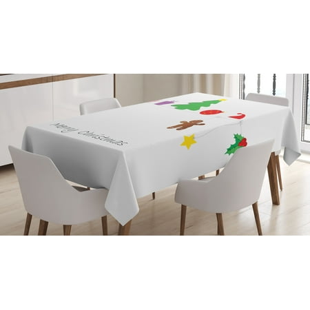 Kids Christmas Tablecloth Border With Cute Hanging Icons In Drawing Style Celebration Of Noel Yuletide Rectangular Table Cover For Dining Room Kids Christmas Tablecloth Border With Cute Hanging Icons In Drawing Style Celebration Of Noel Yuletide Rectangular Table Cover For Dining Room