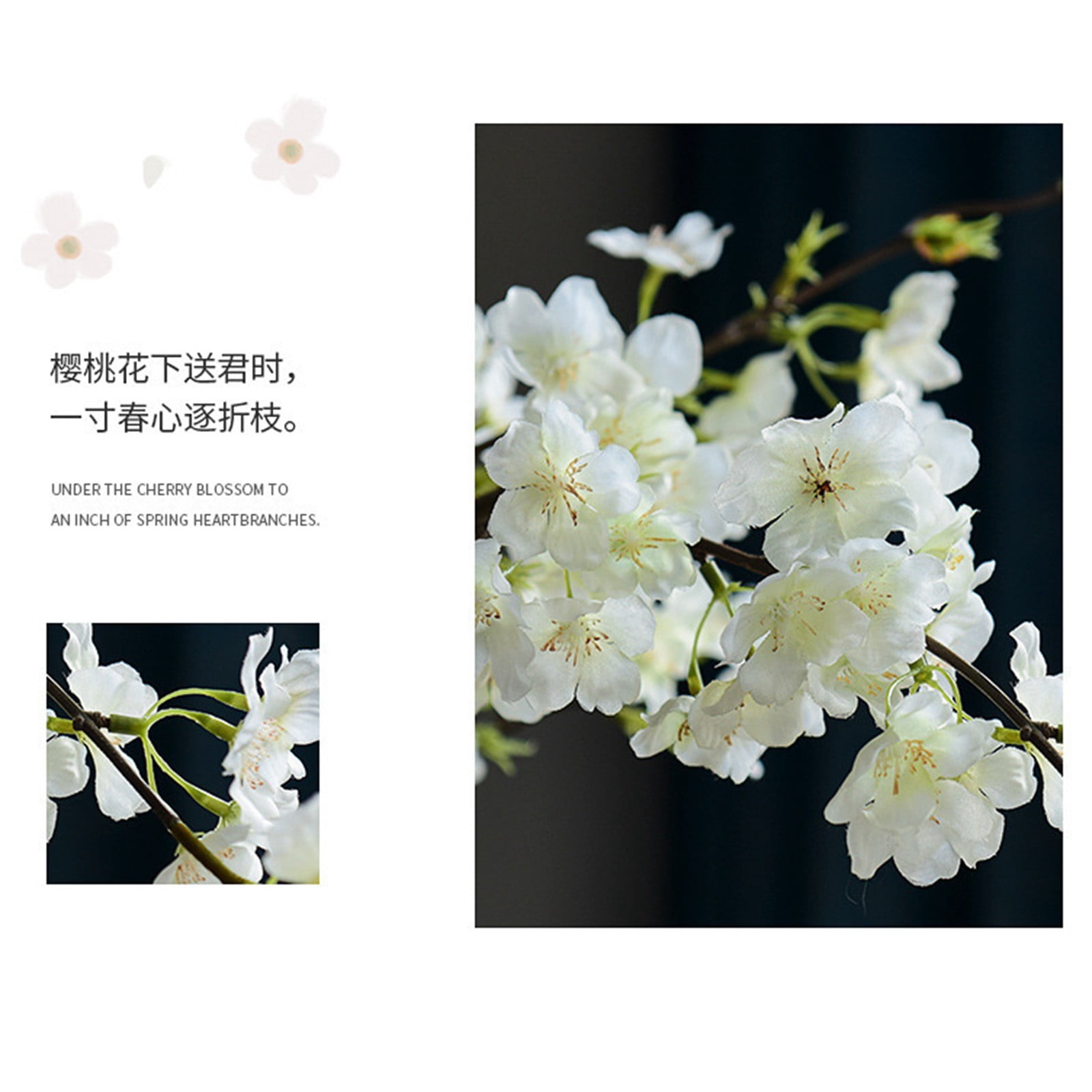 Tkrady Boutique Silk Cherry Blossom Branches, Artificial Cherry Blossom Tree Stems Cherry Flowers Vase Arrangements for Wedding Home Decor, Set of 3
