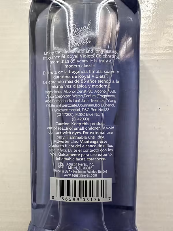 Agustin Reyes Royal Violets Baby Cologne with Aloe Vera 7.6 fl oz Pack of 3