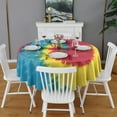 thumbnail image 2 of Colorful Tie Dye Pattern Round Tablecloth 60"x60",Wrinkle Wipeable Table Cloth for Kitchen Dining Room Picnic Patio Party, 2 of 6