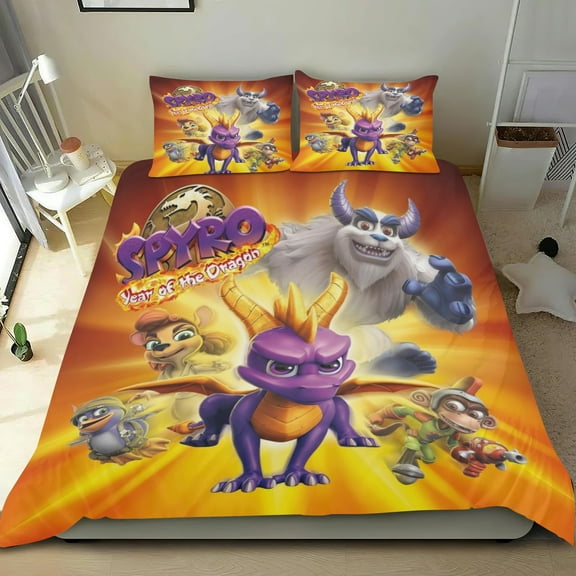 Spyro the dragon Themed Bed Sheet Set Three Piece Set 53x79 In ches Comfortable And Skin Friendly Unique Design Creating A Star Gifts For Family Friends fans
