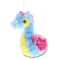 DolliBu Happy Mother's Day Super Soft Plush Blue Seahorse Doll Figure - Cute Stuffed Animal with Pink Heart Message for Best Mommy, Grandma, Wife, Daughter - Cute Sea Life Plush Toy Gift - 8.5" Inches