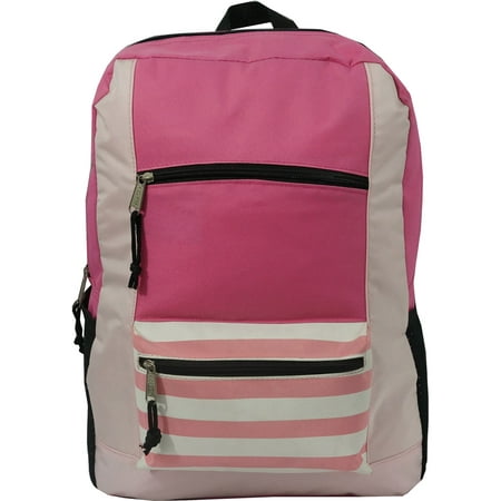 Wholesale Classic Backpack 18 inch Stripe Printed Basic Bookbag Bulk Cheap Case Lot 40pcs Simple Schoolbag Promotional Backpacks Low Price Non Profit Giveaway Fundraising Student School Book
