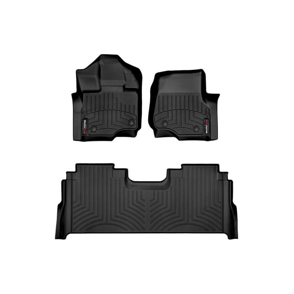 WeatherTech Custom Fit FloorLiners compatible with Ford F-150 Raptor, F-150, F-150 Lightning - 1st & 2nd Row, Black