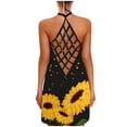 thumbnail image 3 of Pompotops Robe Femme Dos Ouvert Sans Manches Croisée Décontractée Ample en Maille Ajourée, 3 of 9
