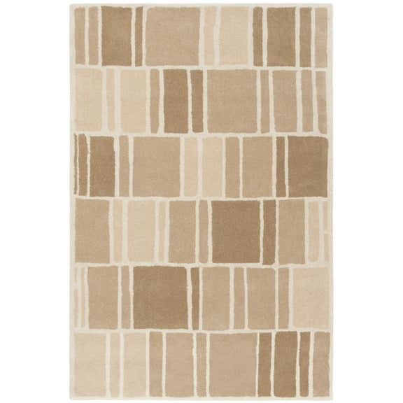 SAFAVIEH Martha Stewart Blocks Geometric Wool Area Rug, Camel/Ivory, 4' x 6'