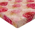 thumbnail image 4 of Ambesonne Rose Pattern Fitted Sheet, Delicate Autumn Floral, Queen Size, Dark Coral Pale Pink, 4 of 5