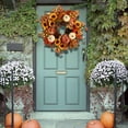 thumbnail image 3 of Artificial Fall Autumn Wreath 22 in with Sunflower,Peony,Pumpkin, Eucalyptus Leaf for Front Door Thanksgiving Wreaths Wall Window Harvest Festival Celebration, 3 of 14