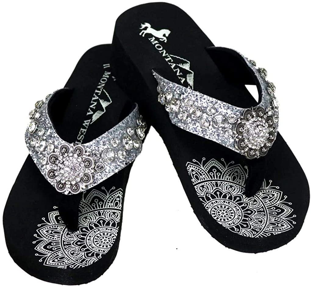 Montana West Flip Flop Sandals Hand Beaded Embroidered Studded ...