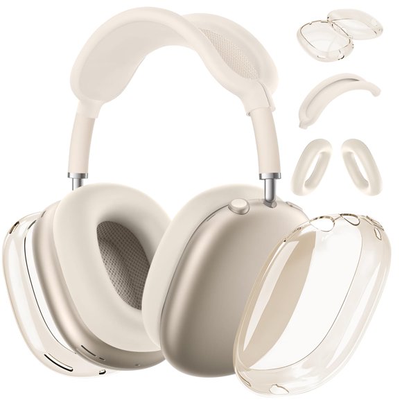 Aiaabq Funda Para Airpods Max Funda Antirrayas Para Almohadillas Para Los Oídos/Cubierta Para Las Orejeras/Cubierta Para La Diadema Para Airpods Max. Tpu Suave Transparente Y Piel De Silicona A Prueba
