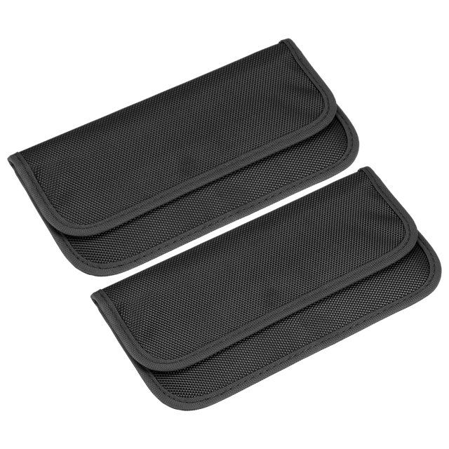 Unique Bargains Faraday Bag, 2Pcs RFID Signal Blocking Pouch Clamshell 7.87 Inch Anti-Radiation Anti-Tracking Anti-Spying, Black