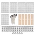 thumbnail image 1 of 100 mechas de vela de 15 cm, 100 pegatinas de mechas de doble cara, 50 conchas de vela, 10 soportes para mechas de madera (etiqueta inferior blanca de carcasa de aluminio de 14 g), 1 of 14
