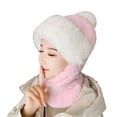 thumbnail image 3 of Naierhg Women Hat Durable Windproof Winter Scarf Hat Set Soft Comfortable Plush Warm Hat for Cold Weather Outdoor for Winter Pink, 3 of 8