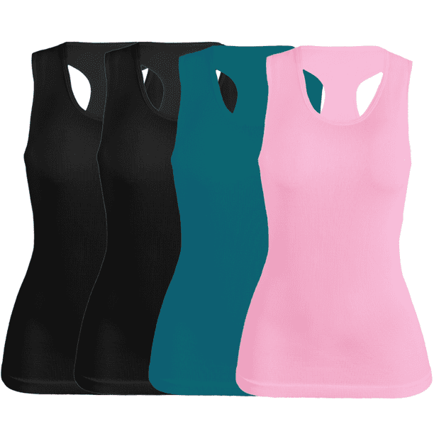 SET DE 4 BLUSAS UNITALLA CAMISETA PARA DAMA SURTIDO EN COLOR SIN MANGAS