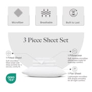Modern Threads 3-Piece Solid White Microfiber Bed Sheet Set, Twin