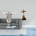 thumbnail image 2 of Arte de pared tribal con cabeza de toro y escultura religiosa sagrada de Jesús para decoración de mesa, dormitorio, oficina y hogar., 2 of 8