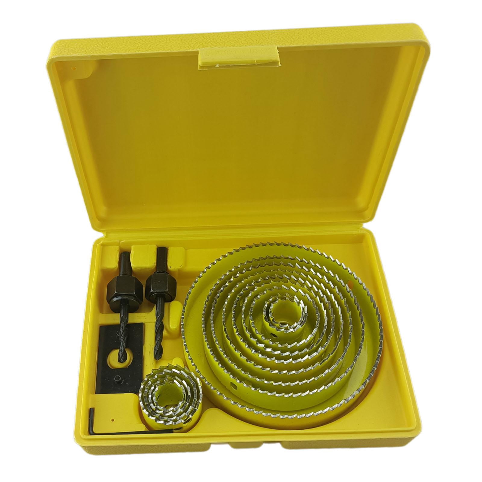 koolsoo 19-127mm Saw Set Heavy Duty, Portable, General Purpose, Mandrels, Drill Bit Saw Blade for Gypsum Board Drywall Thin Wood Yellow