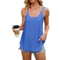 thumbnail image 3 of Women Summer Sleeveless Solid Color Round Neck Strap Vest T-shirts Tops, 3 of 5
